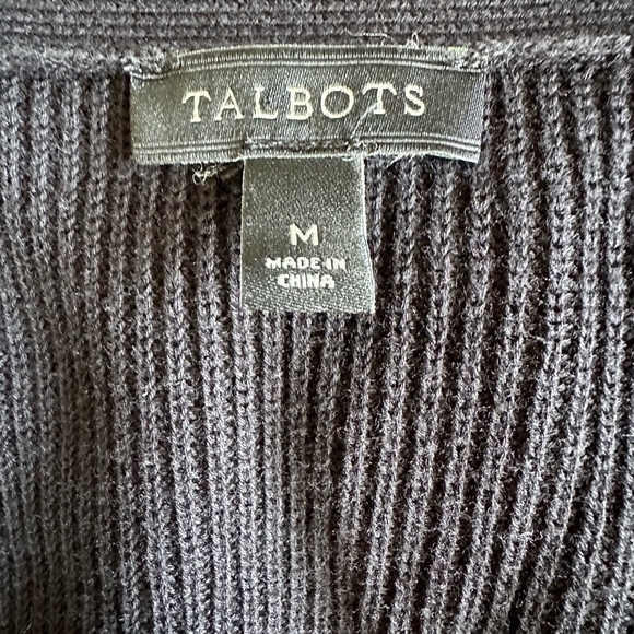 TALBOTS Black Women Long Sleeve Open Front Blazer Knitt Front Sheer Back Duster - Picture 6 of 6